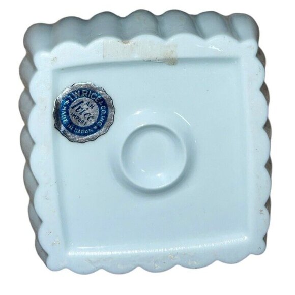 I.W. RICE Japan Porcelain Trinket Square Jewelry Box White Blue Flowers Vintage - Picture 9 of 9